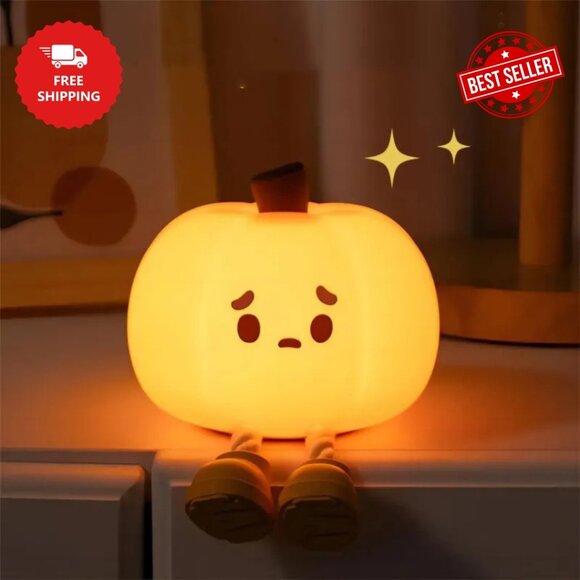 Rechargeable Halloween Pumpkin Night Light Cute Touch Dimmable Lamp - Picture 1 of 4